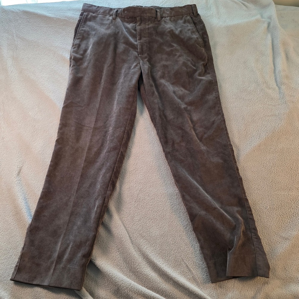 Peter Millar Nanoluxe Brown Corduroy Pants Mens 38x30 Straight Leg Trousers
